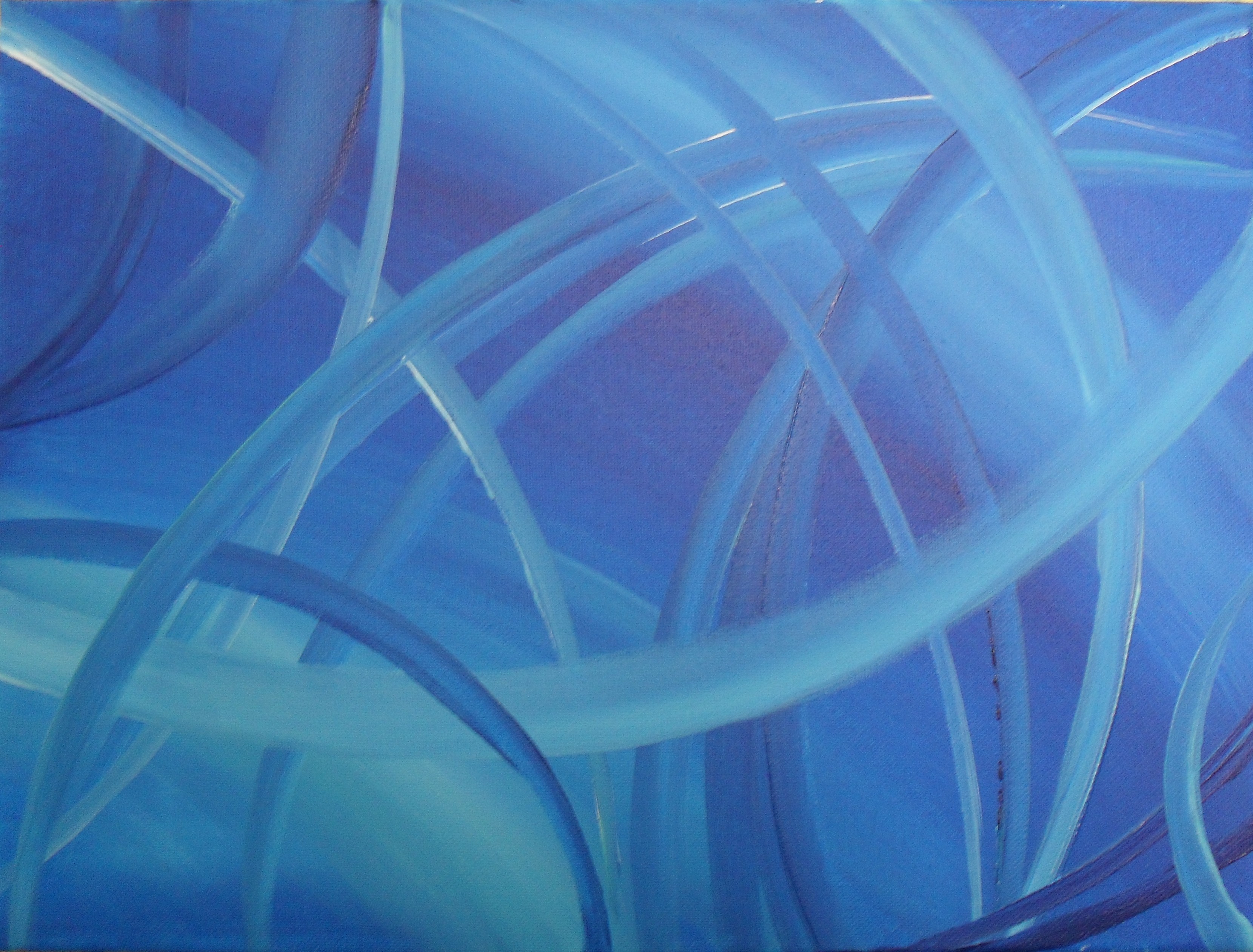 Blue Shapes Acrylic painting on canvas, 40x30cm. Shades and round shapes blue in blue by Lia van Elffenbrinck