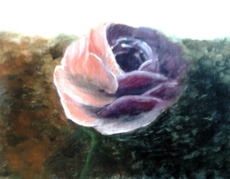 Lilac Rose Flower painting on paper