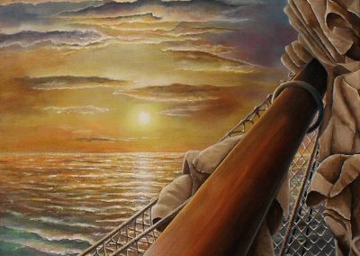 Golden Future. This is a painting of the beautiful sailing ship Amore Vici.