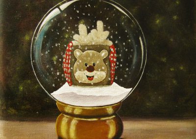 Eiga. This is the painting of the cuddly toy which I be painted in the snowglobe.