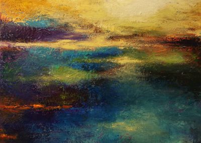 The promised Land abstract painting of a colorful landscape
